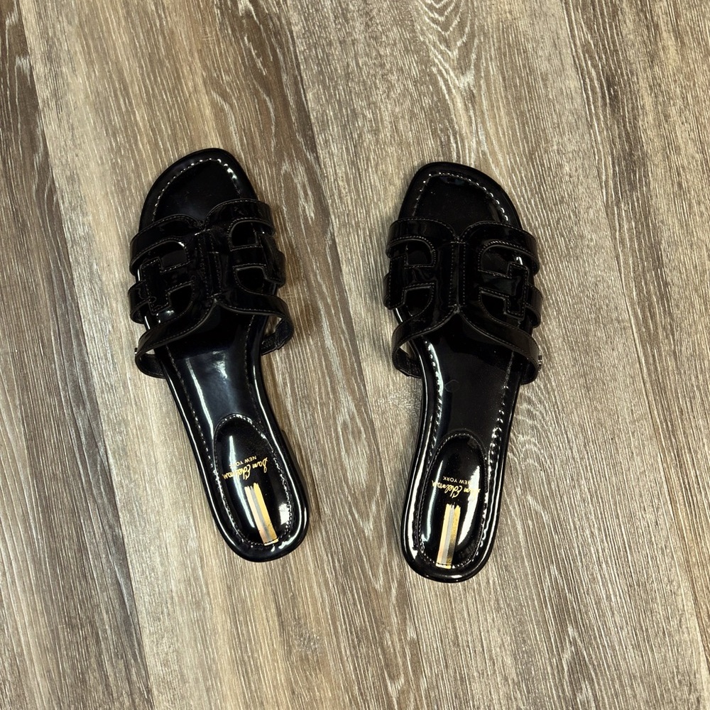 Sam Edelman Bay slides in black patent m, 9.5